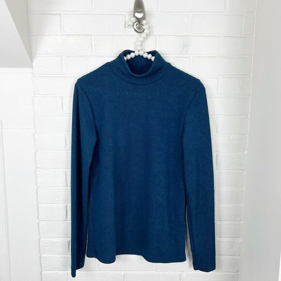 Lularoe Blue Ribbed Mock Neck Lightweight Knit Long Sleeve Size S - Picture 1 of 8